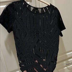 Benjamin Jay Elegant Black Geometric Pattern Top XS